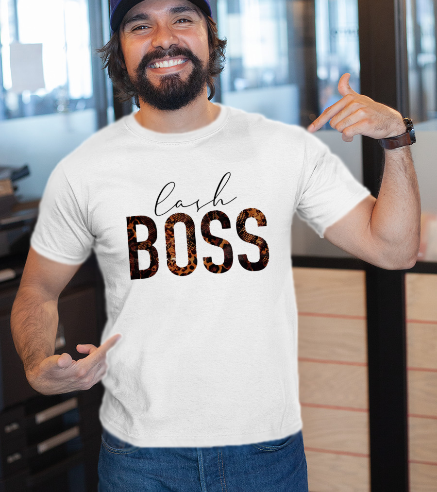 Lash Boss Snake Pattern Text T-Shirt