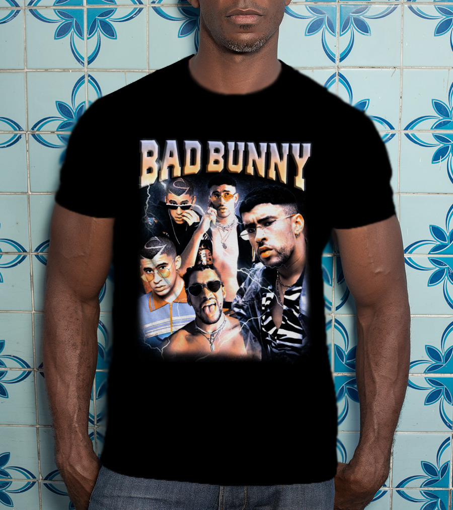 Bad Bunny Style Evolution Lightning Collage T-Shirt