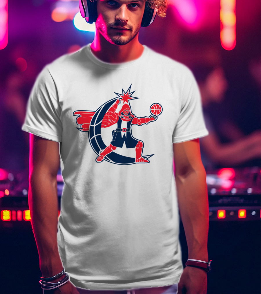 Washington Dr. Doom NBA Character With Basketball And Crescent T-Shirt