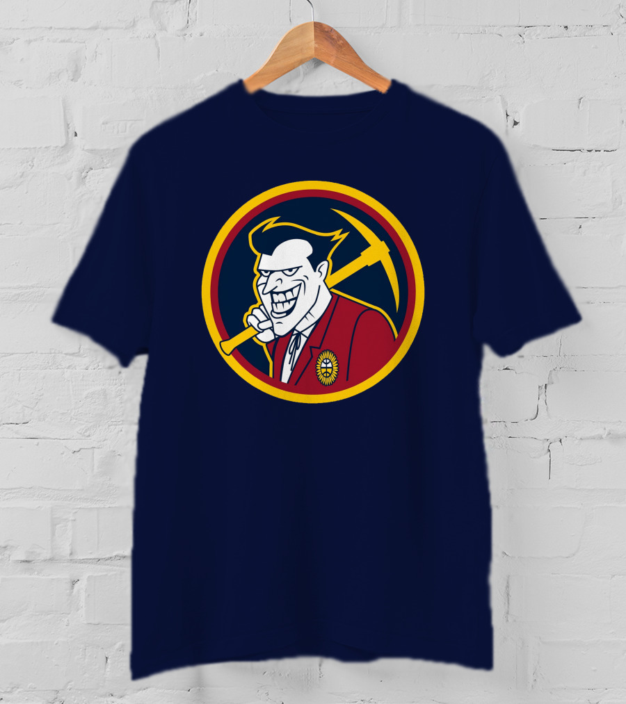 Denver Jokers NBA Parody Logo Icon With Villain Character And Pickaxe T-Shirt