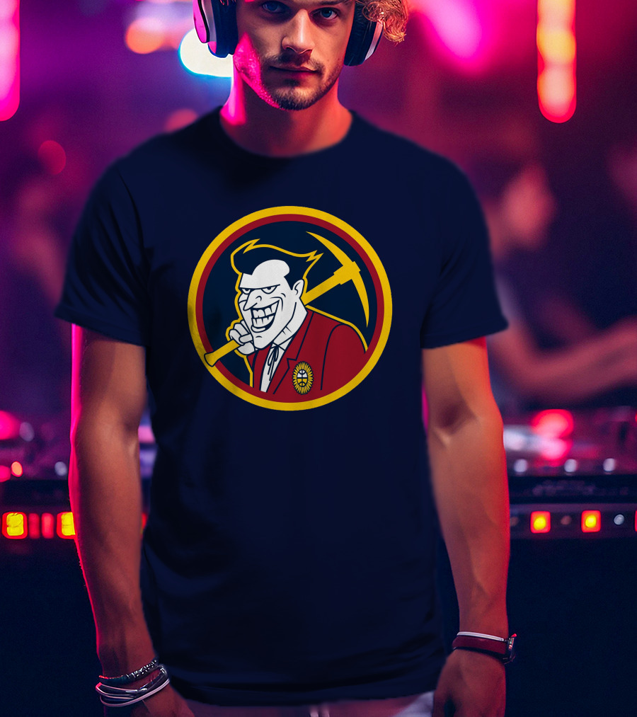 Denver Jokers NBA Parody Logo Icon With Villain Character And Pickaxe T-Shirt