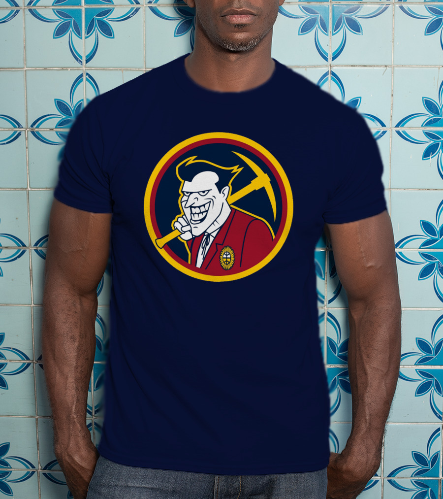 Denver Jokers NBA Parody Logo Icon With Villain Character And Pickaxe T-Shirt
