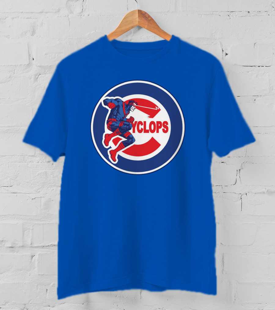 Chicago Cyclops MLB Superhero Logo Blue Background T-Shirt