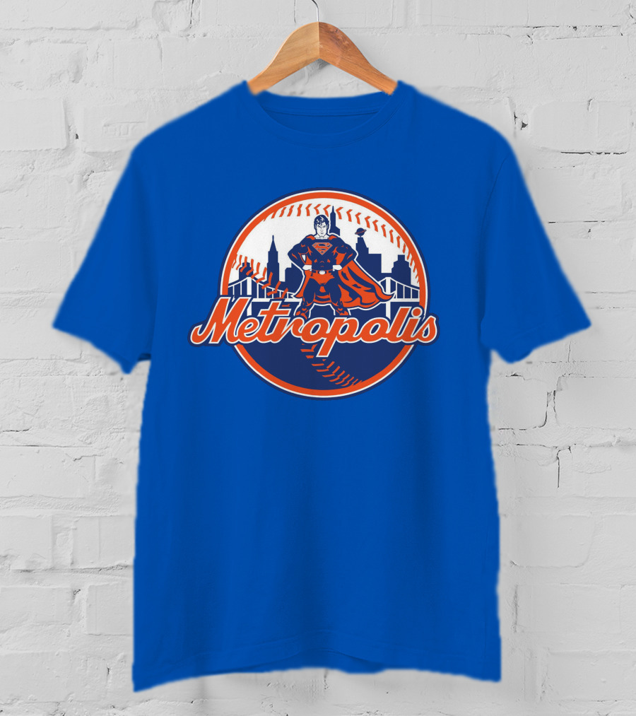 Metropolis Superman NY Baseball Skyline T-Shirt