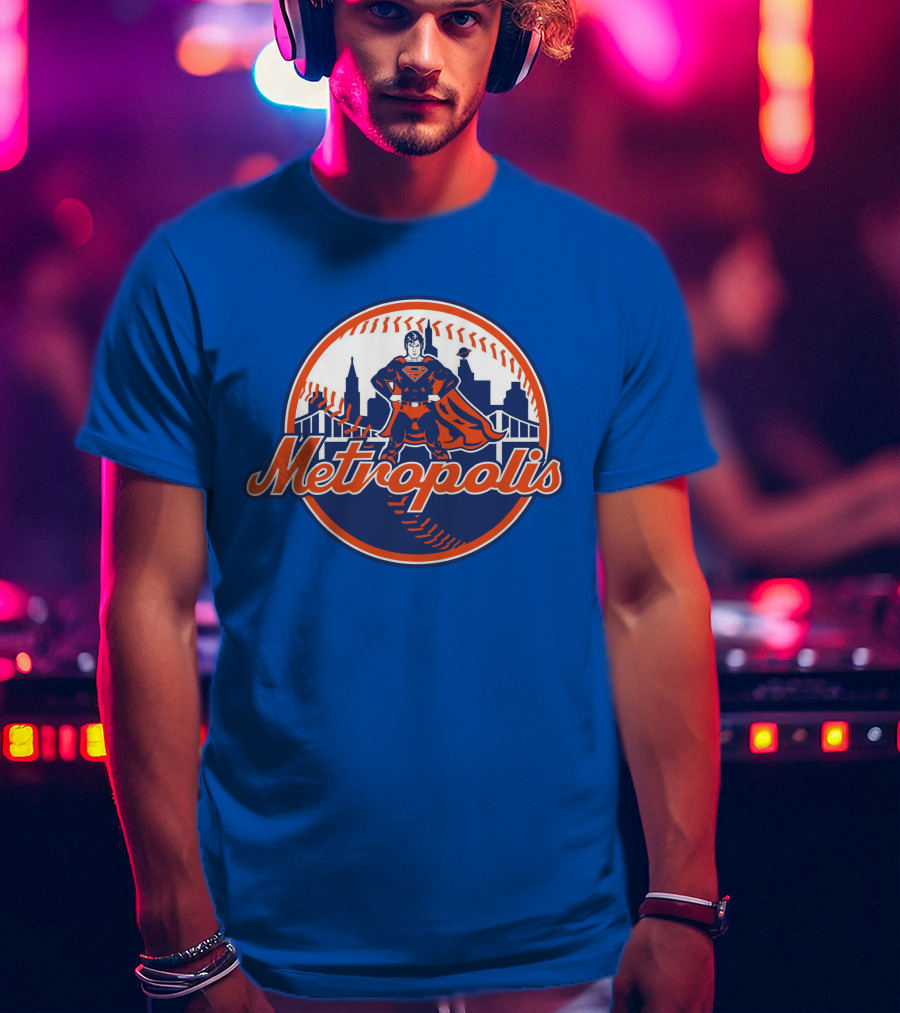 Metropolis Superman NY Baseball Skyline T-Shirt