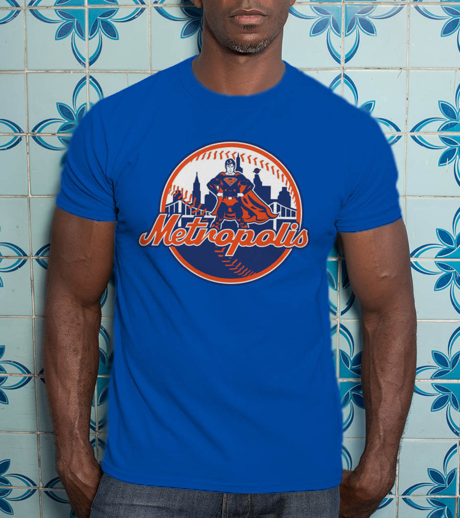 Metropolis Superman NY Baseball Skyline T-Shirt