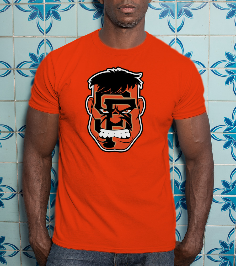 SF Giants Hulk Rage Face Orange T-Shirt