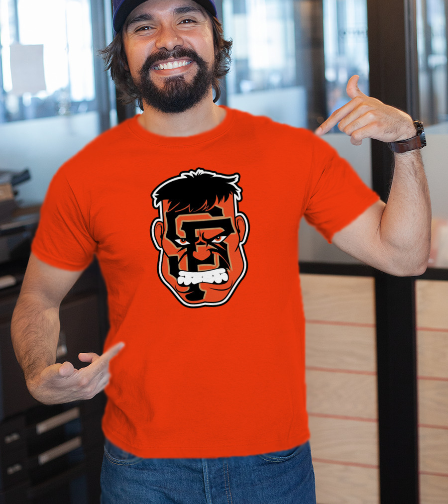 SF Giants Hulk Rage Face Orange T-Shirt