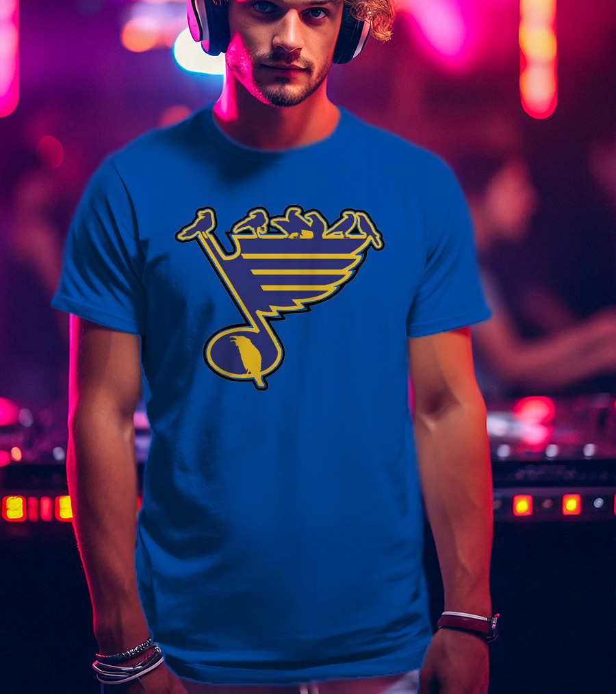 St. Louis Birds On Hockey Musical Note Logo NHL T-Shirt