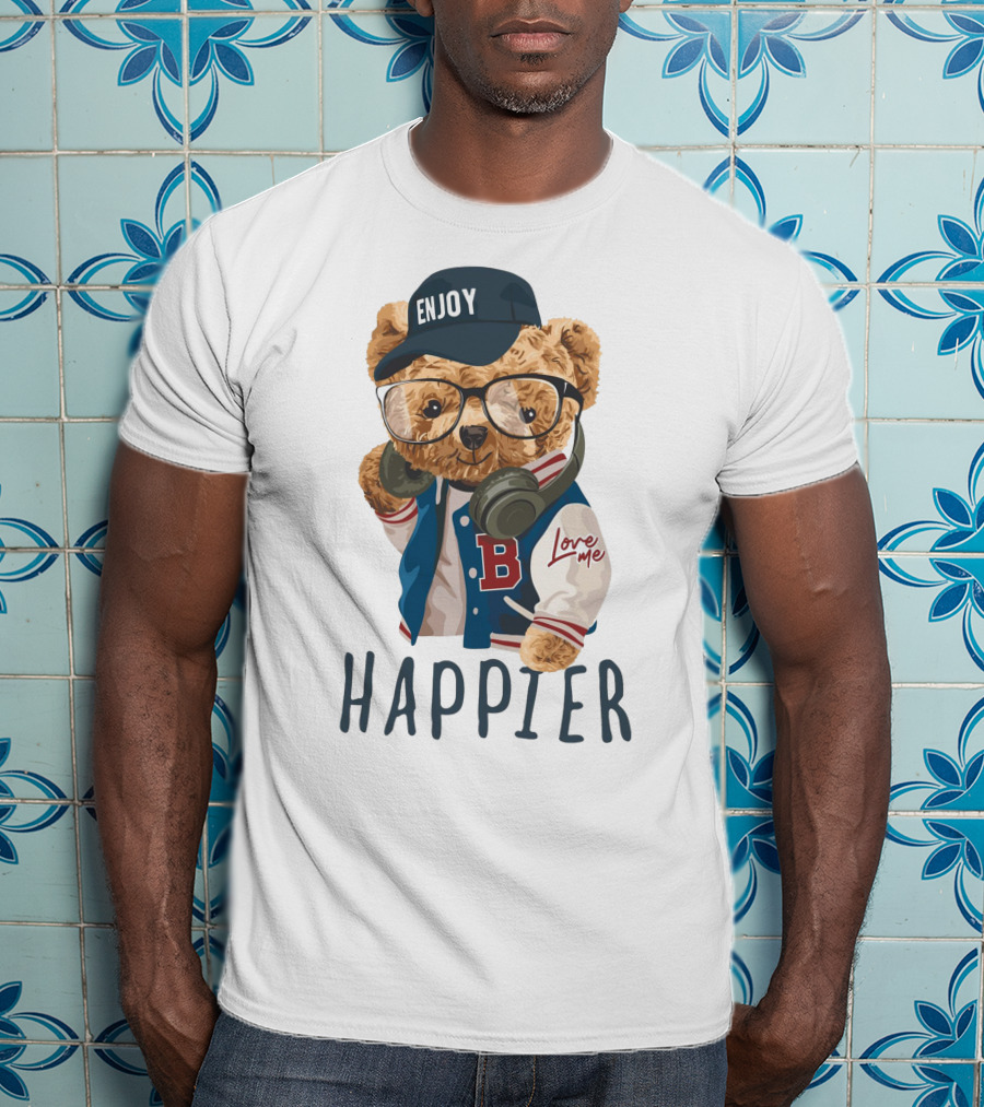 Enjoy Love ME Varsity Bear Happier T-Shirt