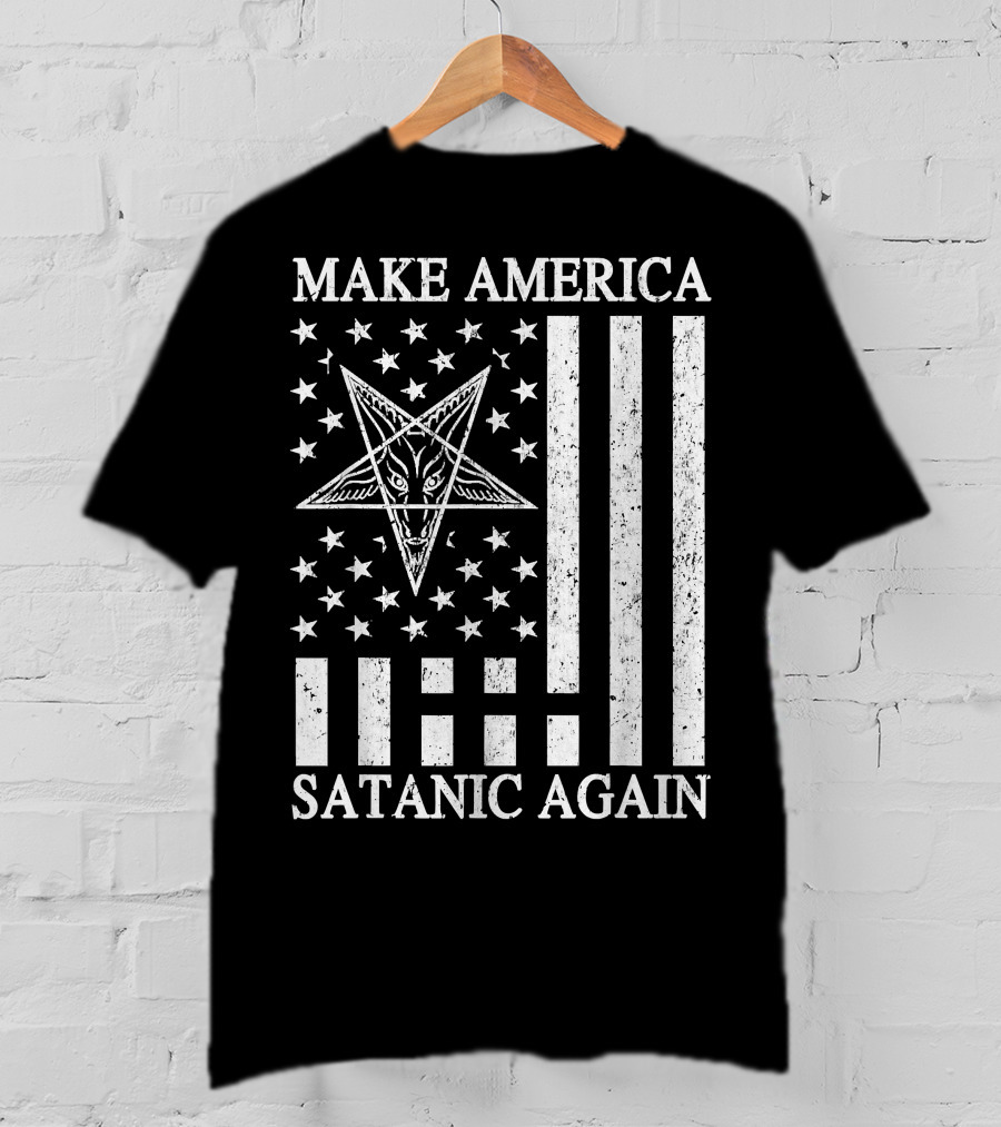 Make America Satanic Great Again American Flag Pentagram T-Shirt