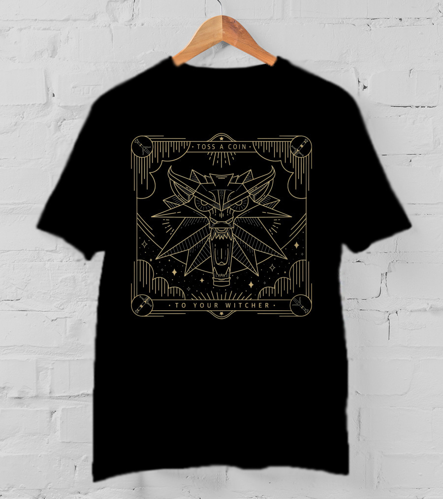 Toss A Coin To Your Witcher Wild Hunt Wolf Head T-Shirt