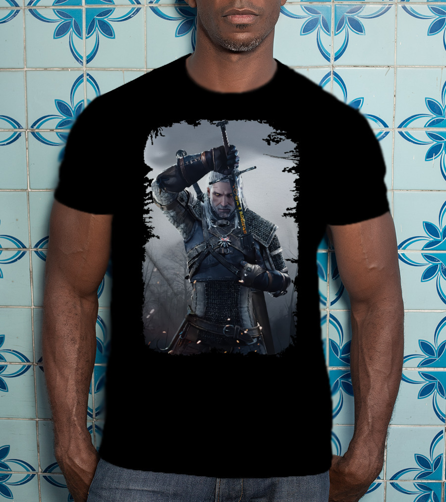 The Witcher Wild Hunt Geralt Sword Action Scene T-Shirt