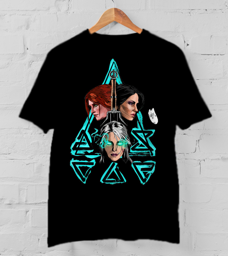 Geralt's Girls Glow Wild Hunt Witcher Triangle Warriors T-Shirt