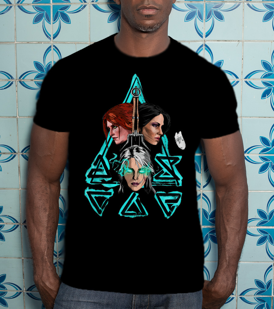 Geralt's Girls Glow Wild Hunt Witcher Triangle Warriors T-Shirt