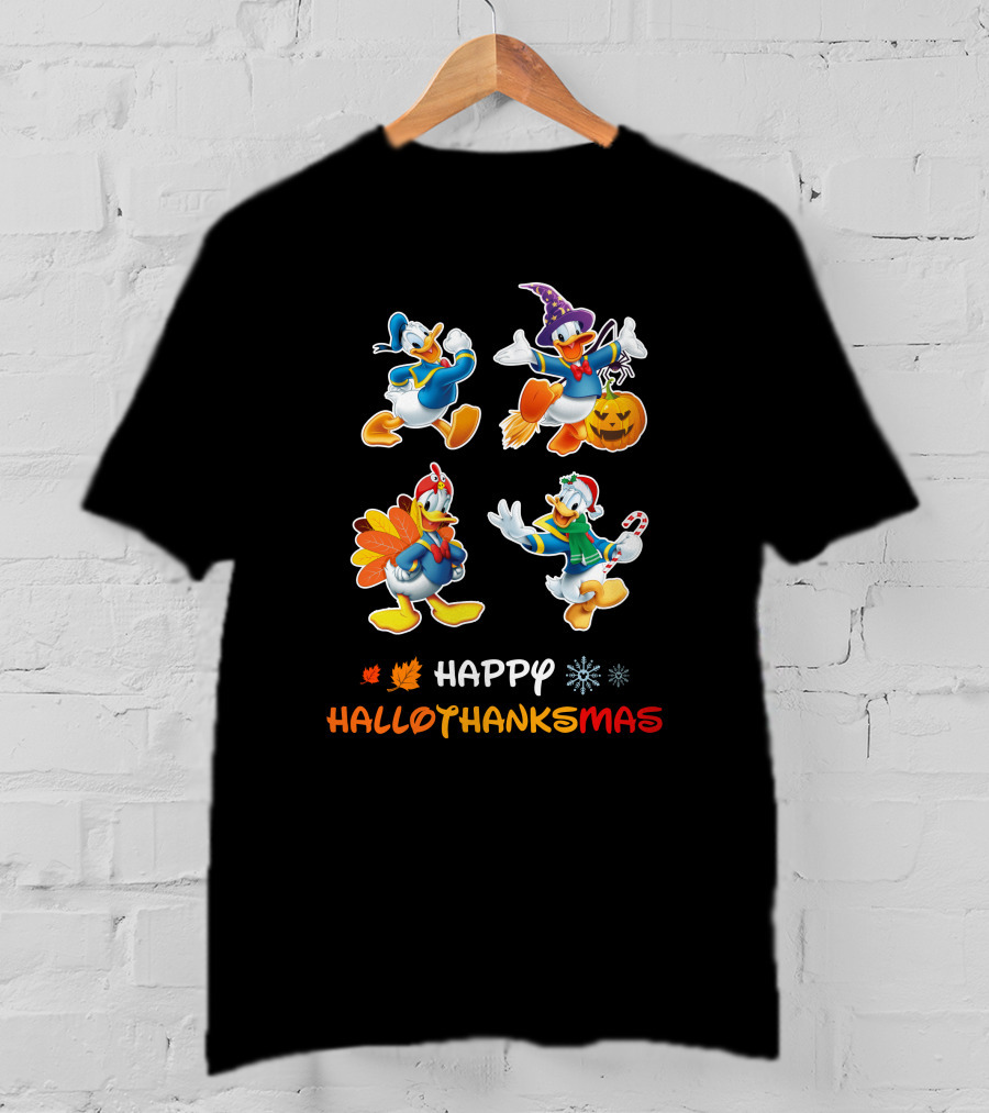 Happy HalloThanksMas Donald Duck Seasonal Characters T-Shirt