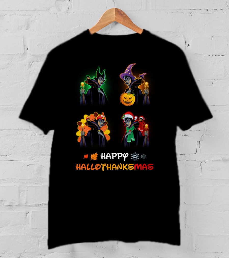 HAPPY HALLOTHANKSMAS MALEFICENT Halloween Thanksgiving Christmas T-Shirt