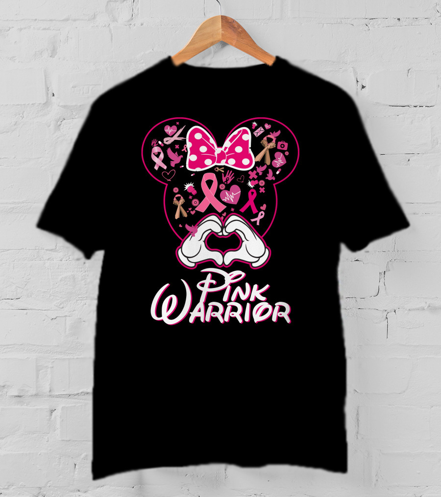 Pink Warrior Minnie Mouse Breast Cancer Awareness T-Shirt
