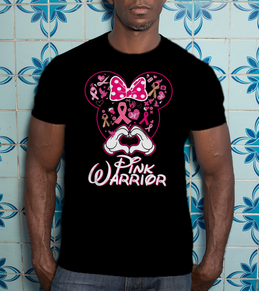 Pink Warrior Minnie Mouse Breast Cancer Awareness T-Shirt