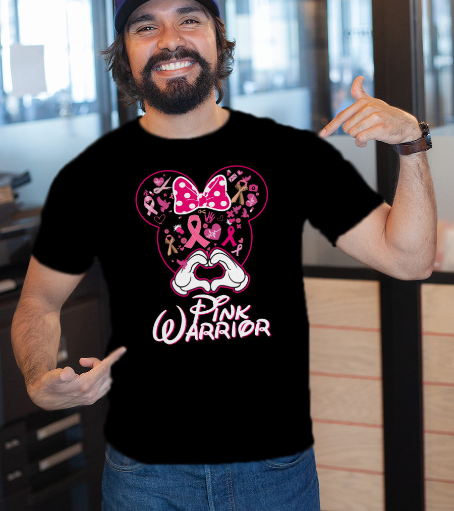 Pink Warrior Minnie Mouse Breast Cancer Awareness T-Shirt