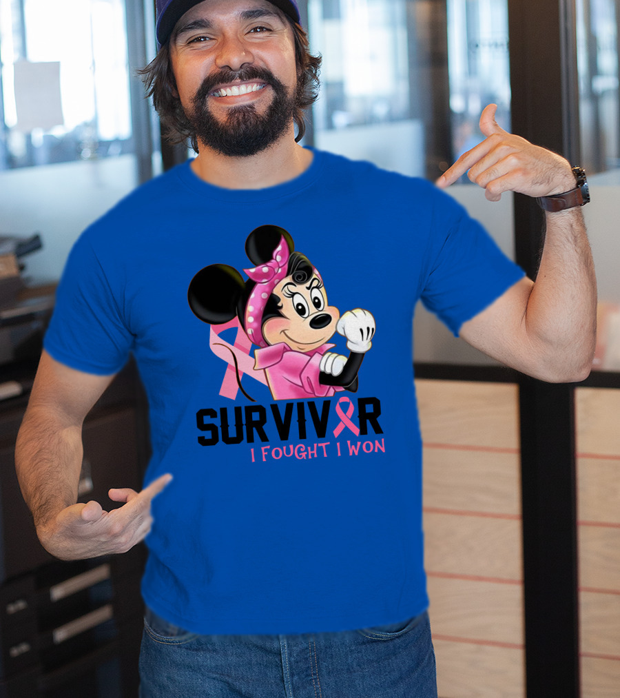 Survivor I Fought I Won Minnie Pink Ribbon Breast Cancer Awareness T-Shirt