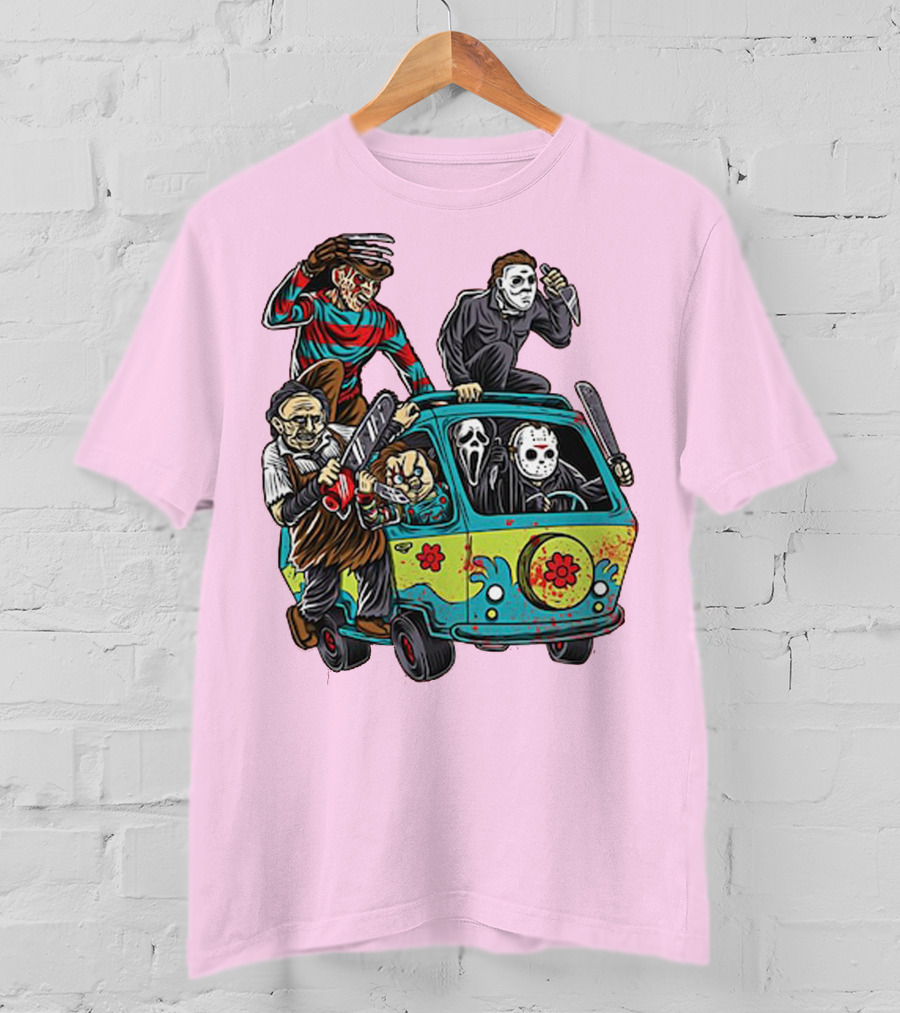 Freddy Jason Michael Leatherface Ghostface Massacre Machine Horror Movie Van T-Shirt