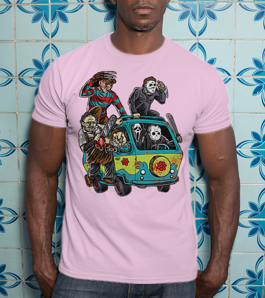 Freddy Jason Michael Leatherface Ghostface Massacre Machine Horror Movie Van T-Shirt