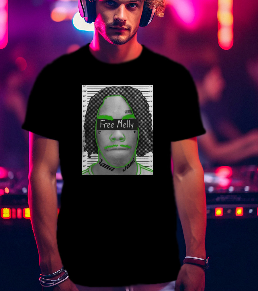 Free Melly Jana Jamell Green Outline Mugshot T-Shirt