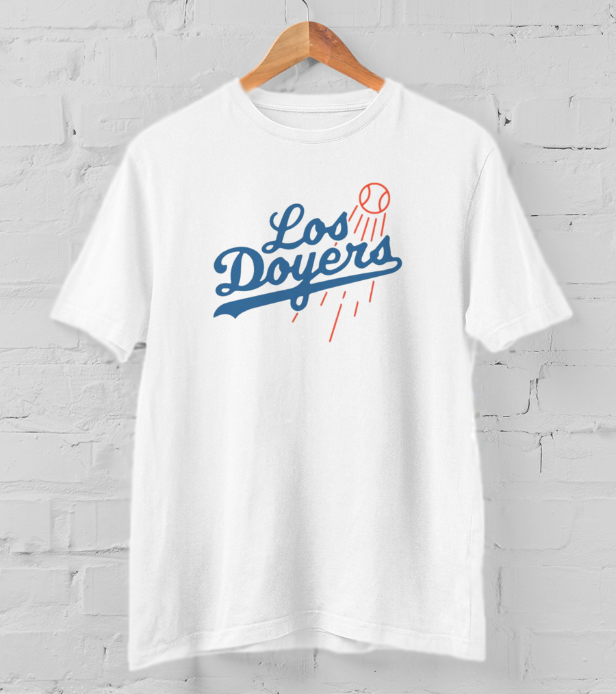 Los Doyers Baseball Theme With Iconic Bat And Ball Elements T-Shirt