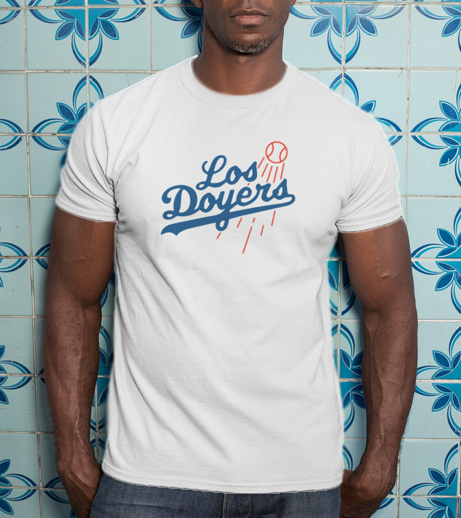 Los Doyers Baseball Theme With Iconic Bat And Ball Elements T-Shirt