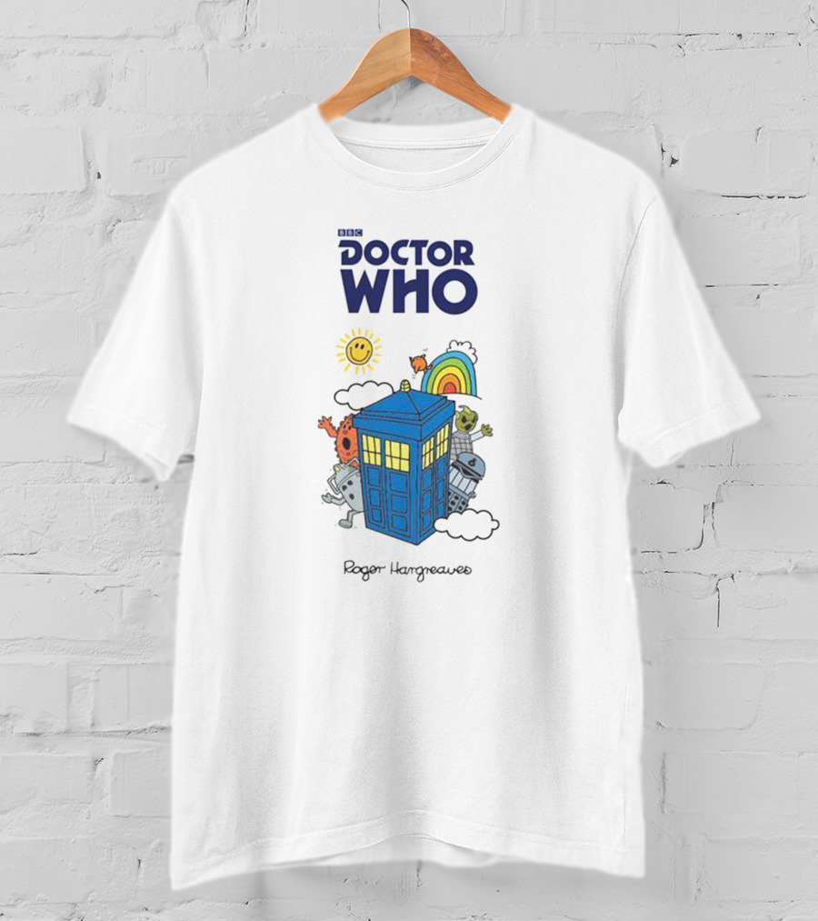 BBC Doctor Who Roger Hargreaves TARDIS Characters Rainbow Sun T-Shirt