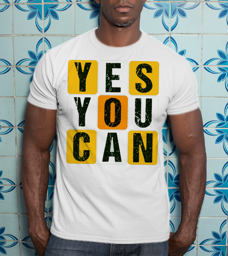 YES YOU CAN Motivation Yellow Orange Black T-Shirt