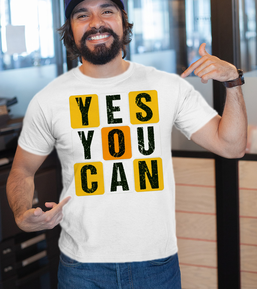 YES YOU CAN Motivation Yellow Orange Black T-Shirt