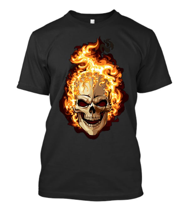 Ghost Rider Flaming Skull Iconic Visual Representation T-Shirt