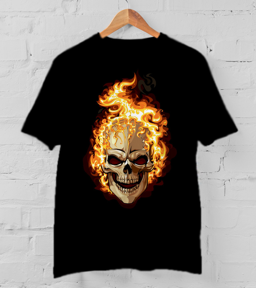 Ghost Rider Flaming Skull Iconic Visual Representation T-Shirt