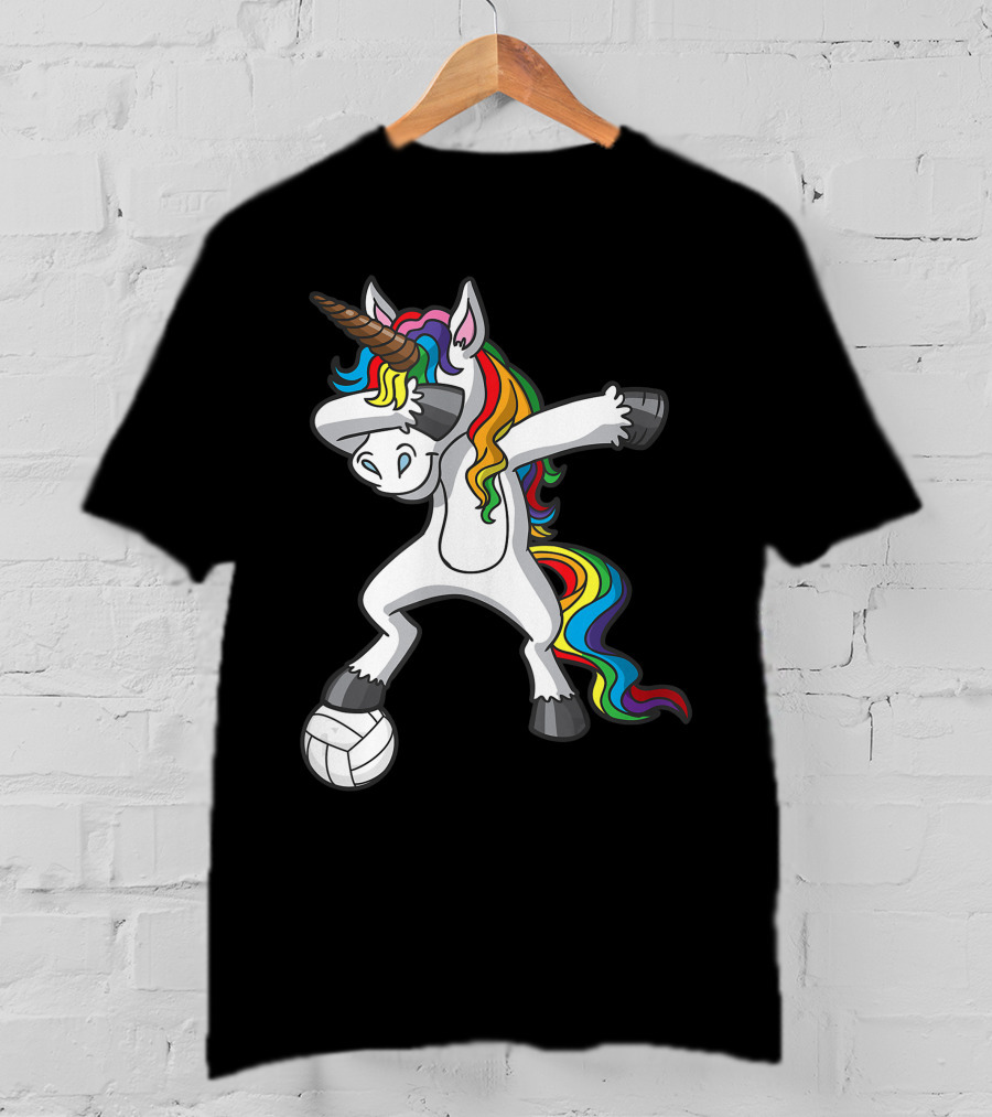 Dabbing Rainbow Unicorn Volleyball T-Shirt