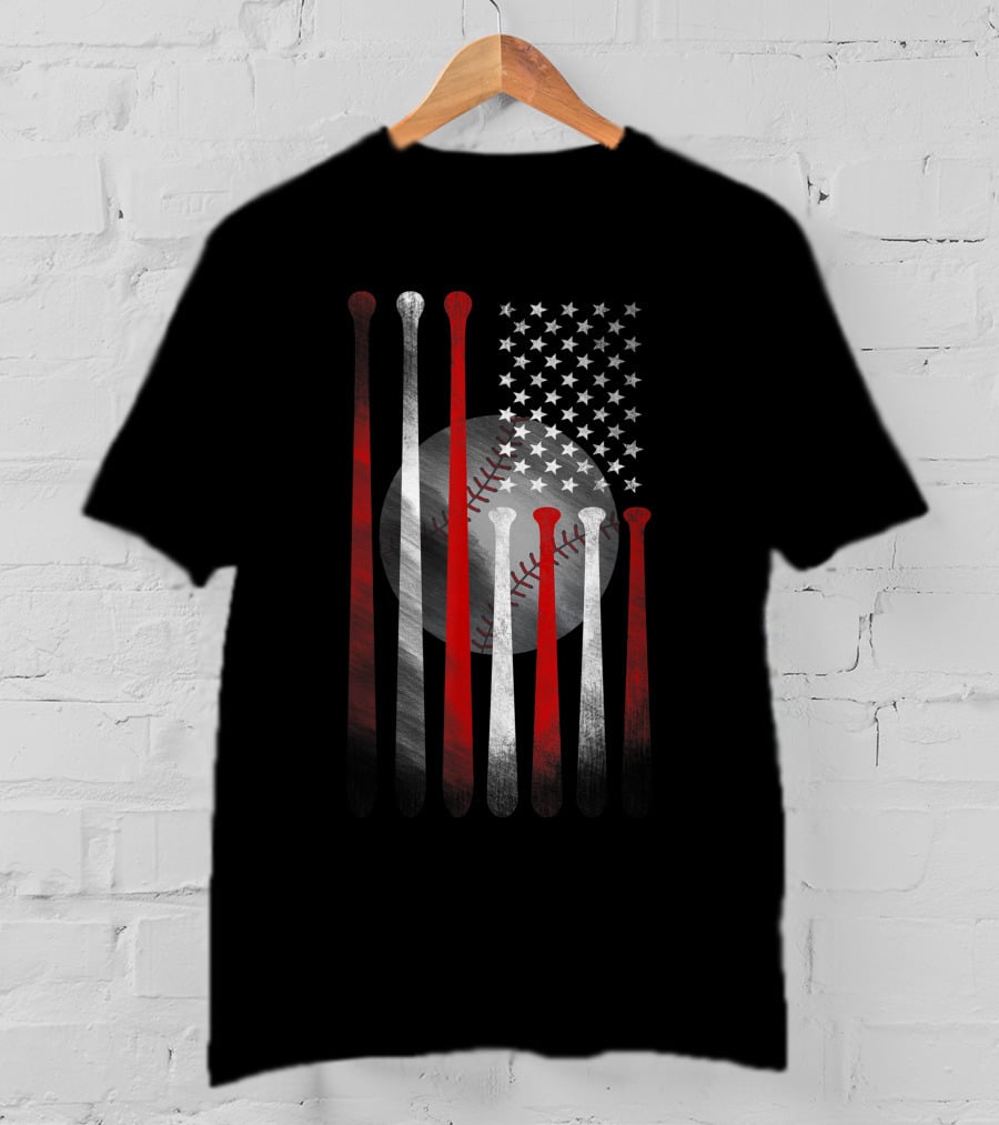Vintage American Flag Baseball Bats T-Shirt