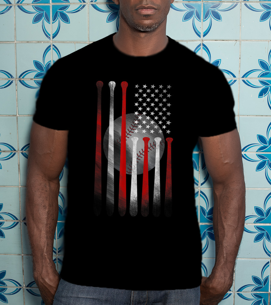 Vintage American Flag Baseball Bats T-Shirt