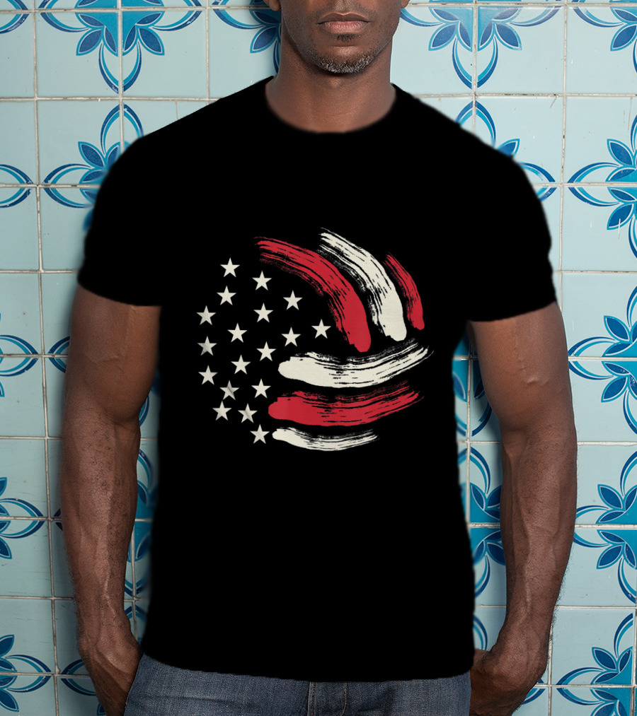 American Flag Patriotic Volleyball Team T-Shirt