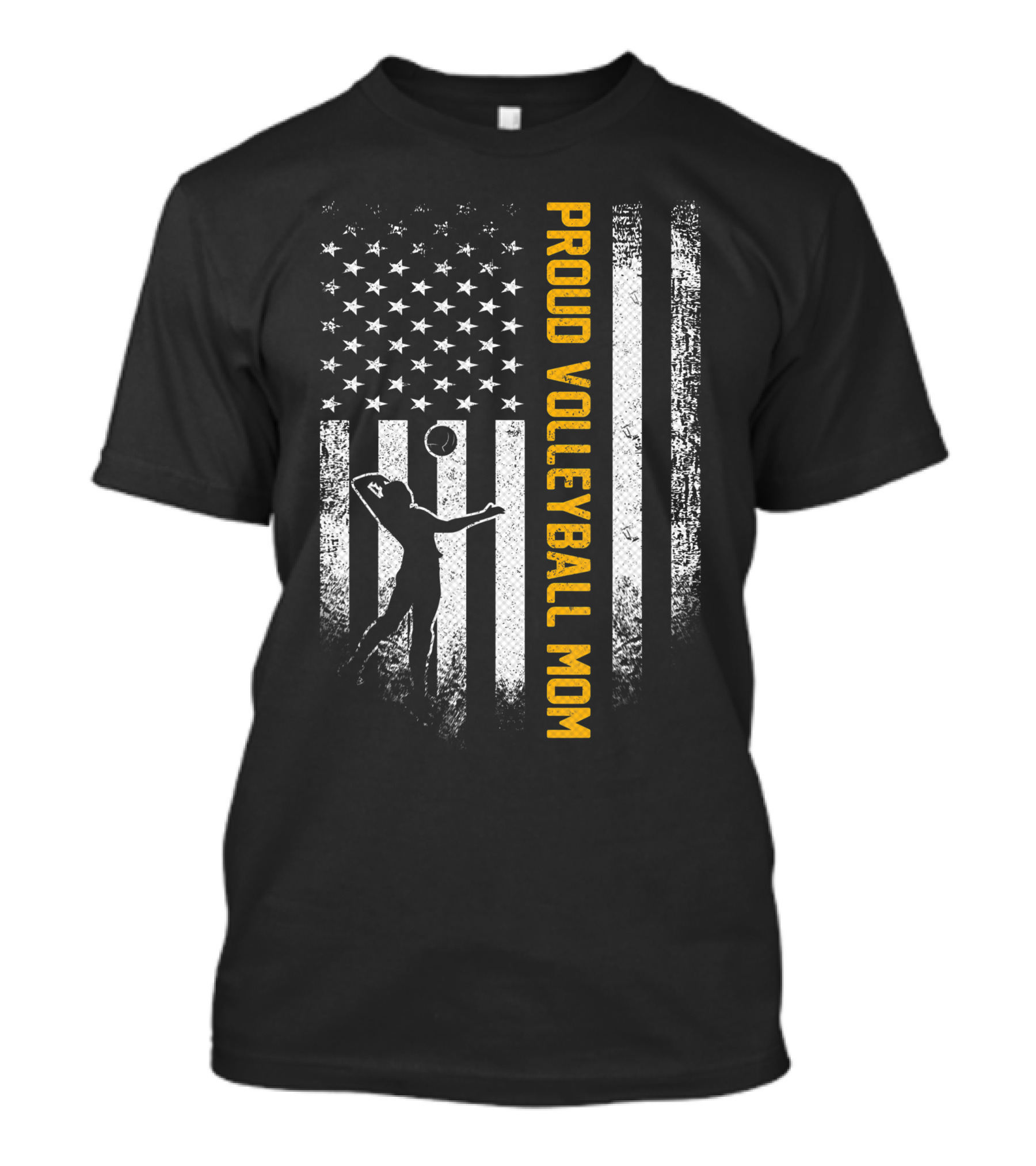 Proud Volleyball Mom Vintage USA American Flag T-Shirt