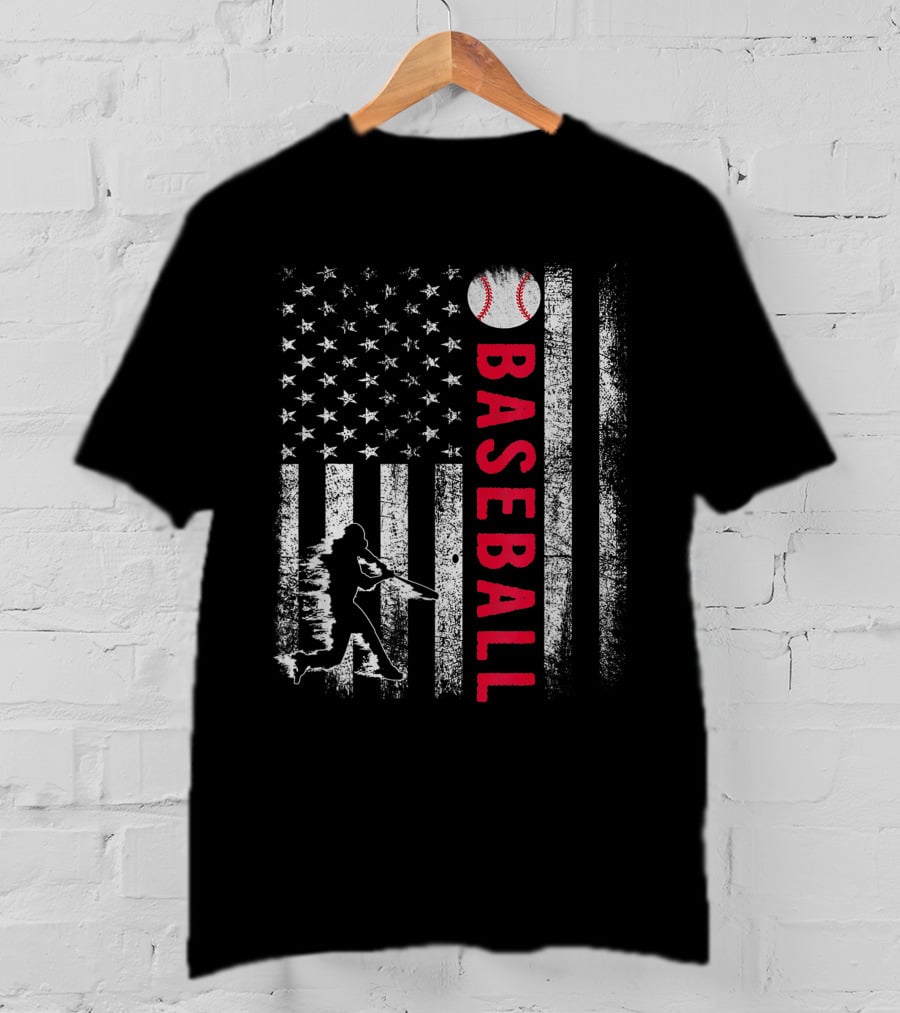 Vintage USA American Flag Baseball Pride Team Iconic T-Shirt