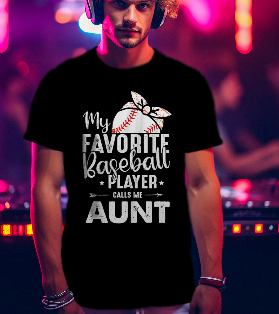 My Favorite Baseball Player Calls Me Aunt Batter Bow Tie T-Shirt