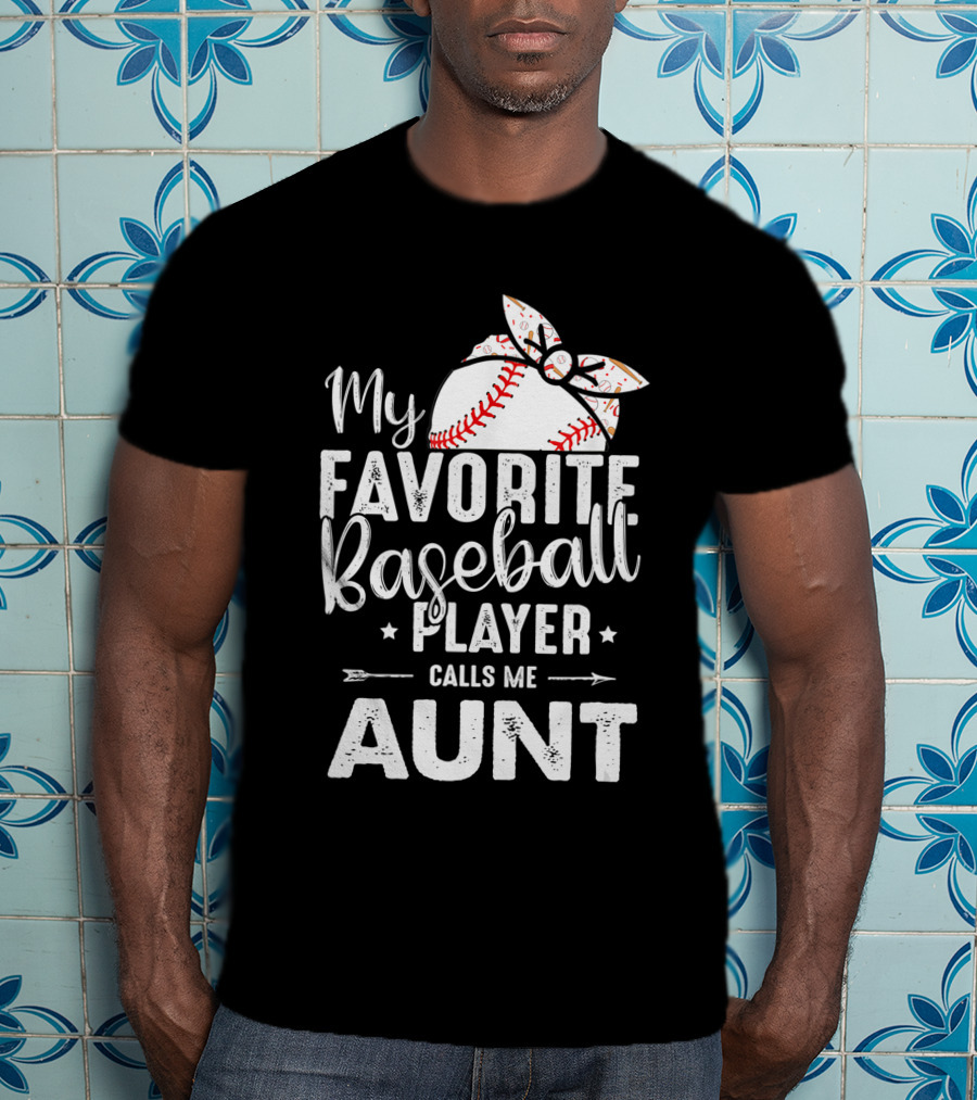 My Favorite Baseball Player Calls Me Aunt Batter Bow Tie T-Shirt