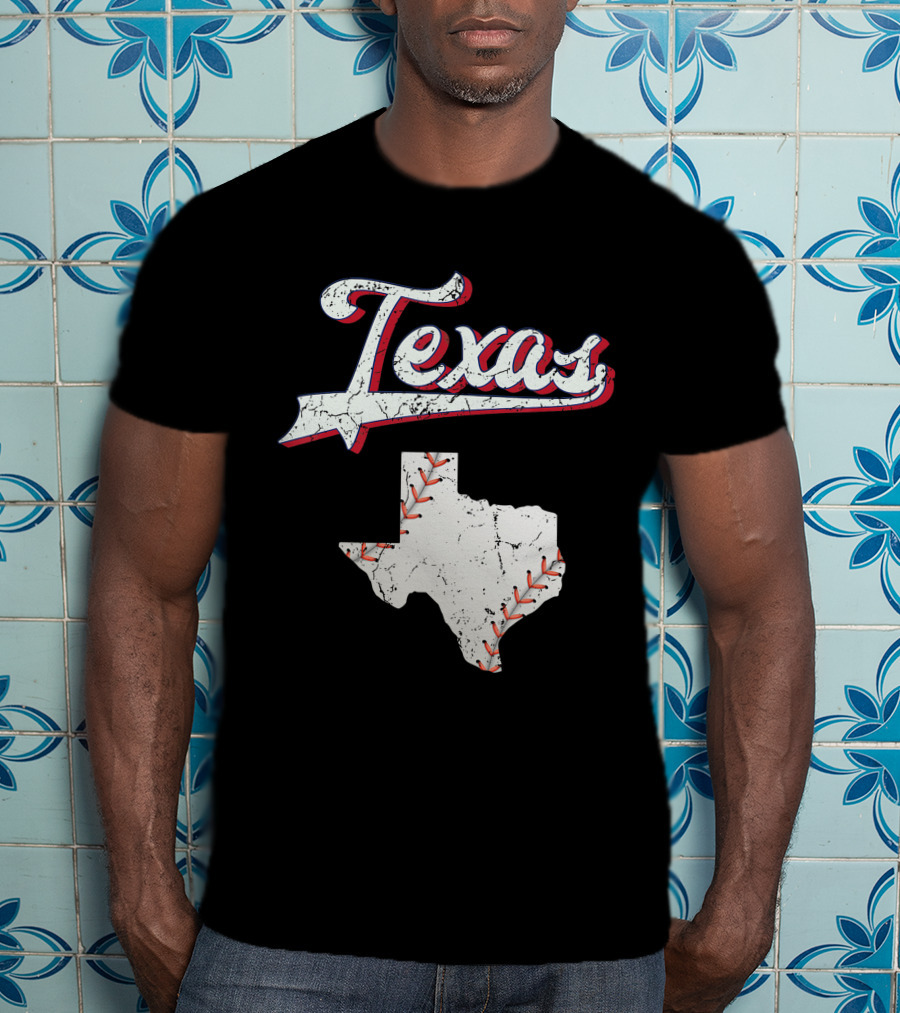 Texas Baseball Game Day Vintage Ranger Map T-Shirt