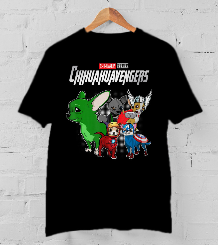Chihuahuavengers Chihuahua Dog Superhero Group Comic T-Shirt