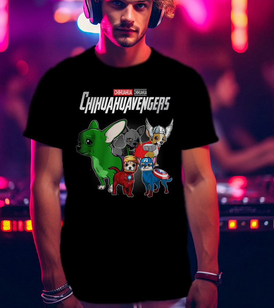 Chihuahuavengers Chihuahua Dog Superhero Group Comic T-Shirt