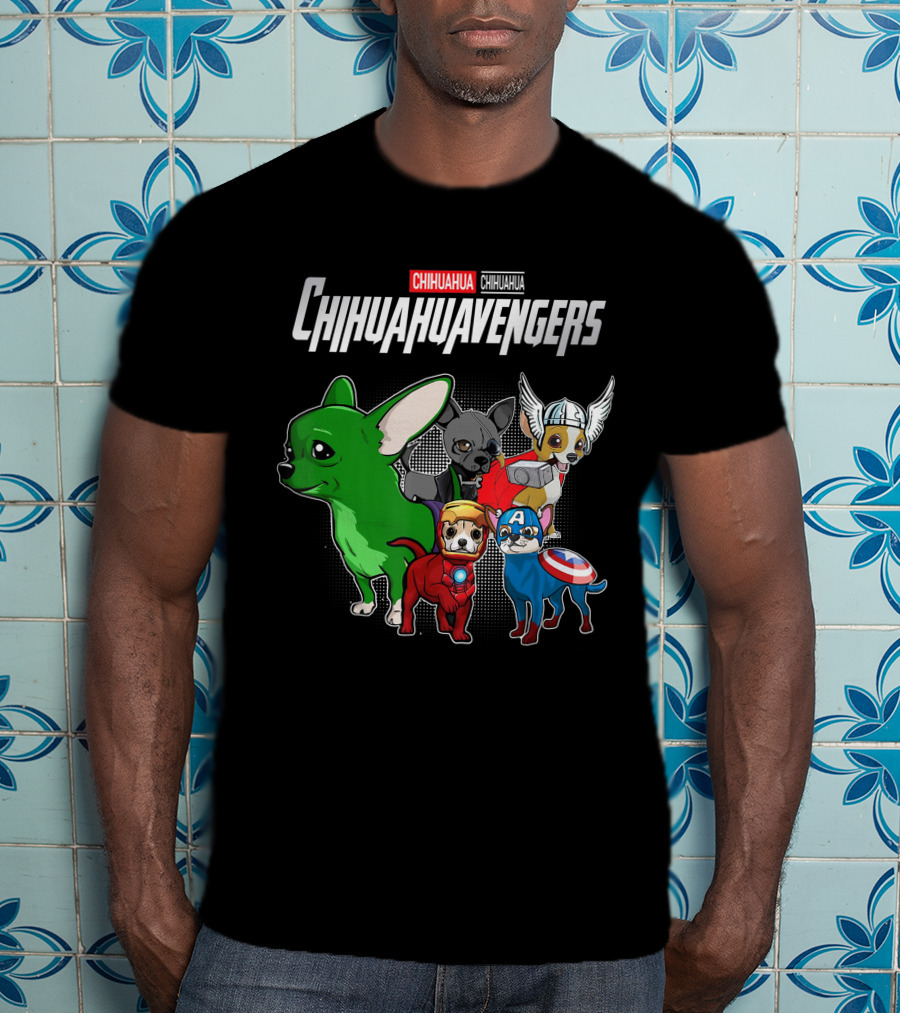 Chihuahuavengers Chihuahua Dog Superhero Group Comic T-Shirt