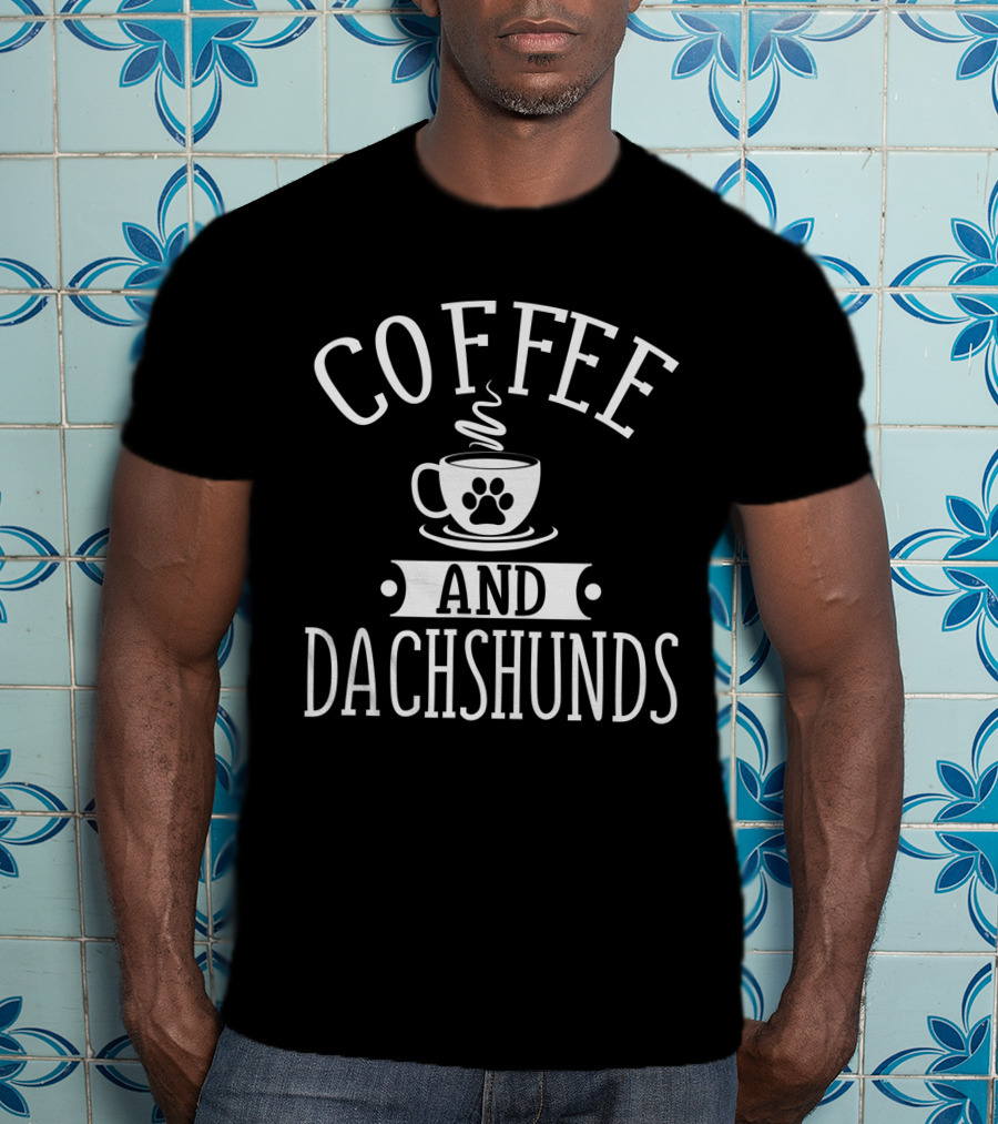 Coffee And Dachshunds Lover Paw Print Cup T-Shirt