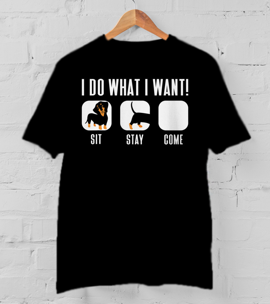 I Do What I Want Dachshund Sit Stay Come Doxie T-Shirt