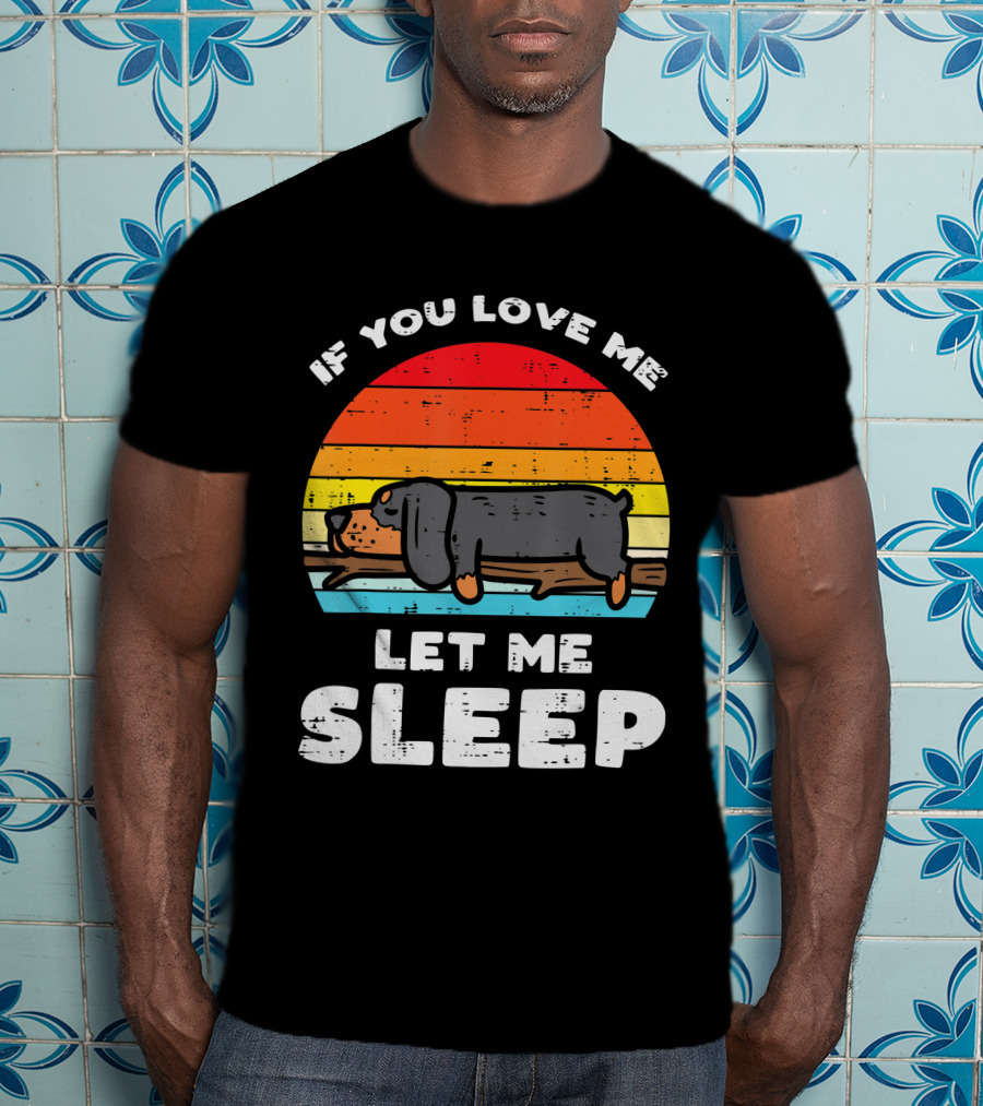If You Love Me Let Me Sleep Dachshund Weiner Dog Vintage Sunset T-Shirt